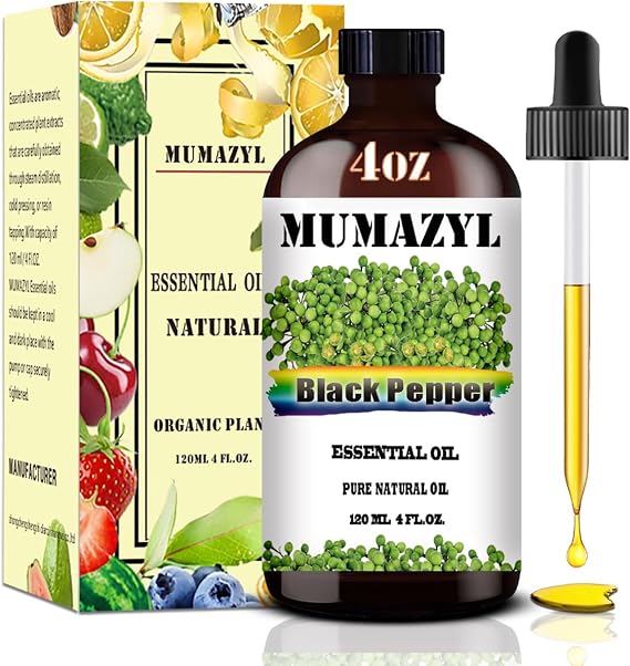 Black Pepper Essential Oil, Black Pepper Oil 4 Oz for Diffuser Aromatherapy