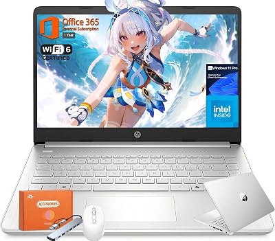 HP 2025 New 14 Inch Laptop for Student Business, Intel N150 CPUBeats N4120, 16GB RAM, 384GB Storage128GB UFS256GB MSD, Wi-Fi 6, Copilot AI, 1 Year Microsoft 365, Windows 11 Pro, wAccessories