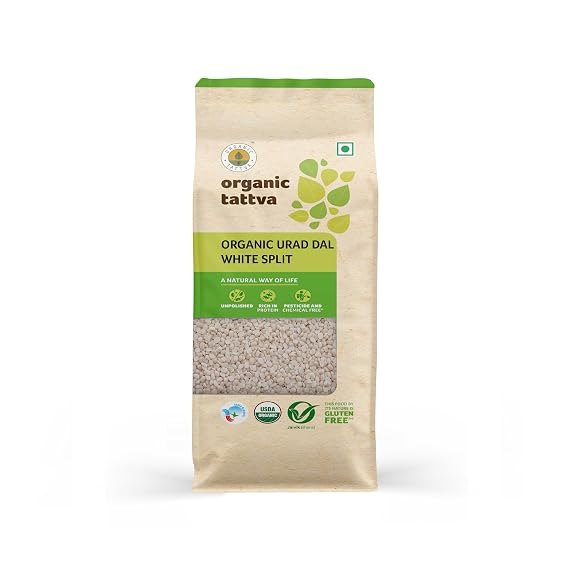 Organic Tattva Urad Dal White Split Lentils, 500g USDA Certified