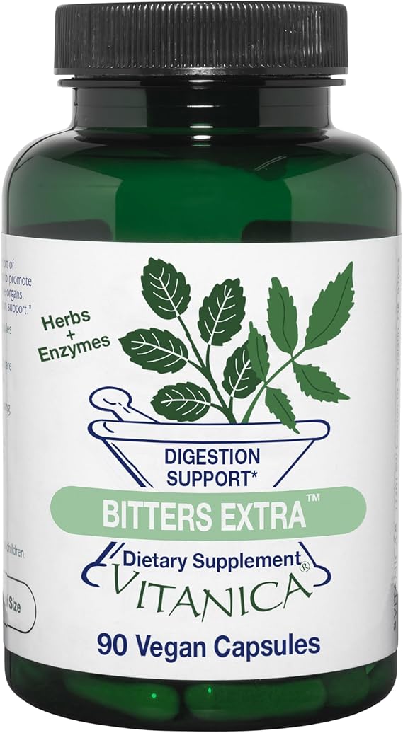 Vitanica Bitters Extra, with Plant-Based Enzymes, Vegan, 90 Capsules