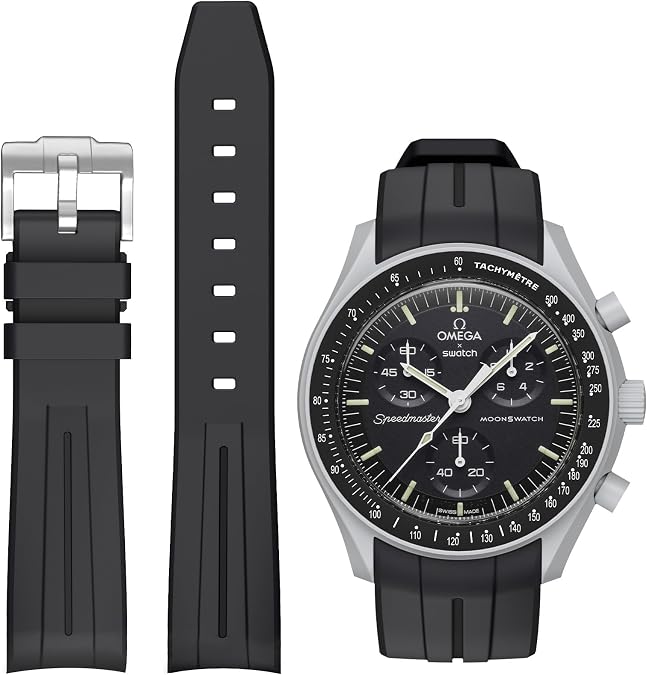 BONACE Strap for Omega x Swatch MoonSwatch/Rolex Watch/SEIKO Watch 20mm,Silicone Replacement Strap for Omega X Swatch Moonswatch Speedmaster Watch No Gap