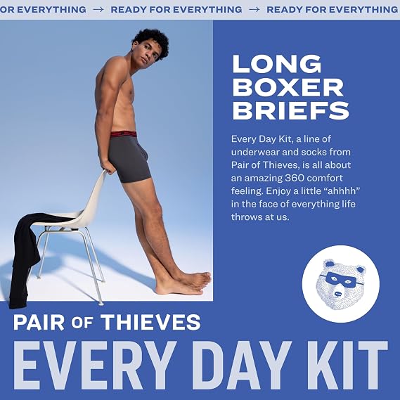 Pair of Thieves Mens Long Boxer Briefs Soft, Breathable, Quick Dry Underwear with 4-Way Stretch Multi-Pack