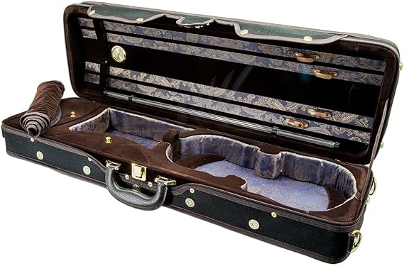 Paititi PTVNQF28 4/4 Full Size Professional Oblong Shape Lightweight Violin Hard Case, Black/Brown