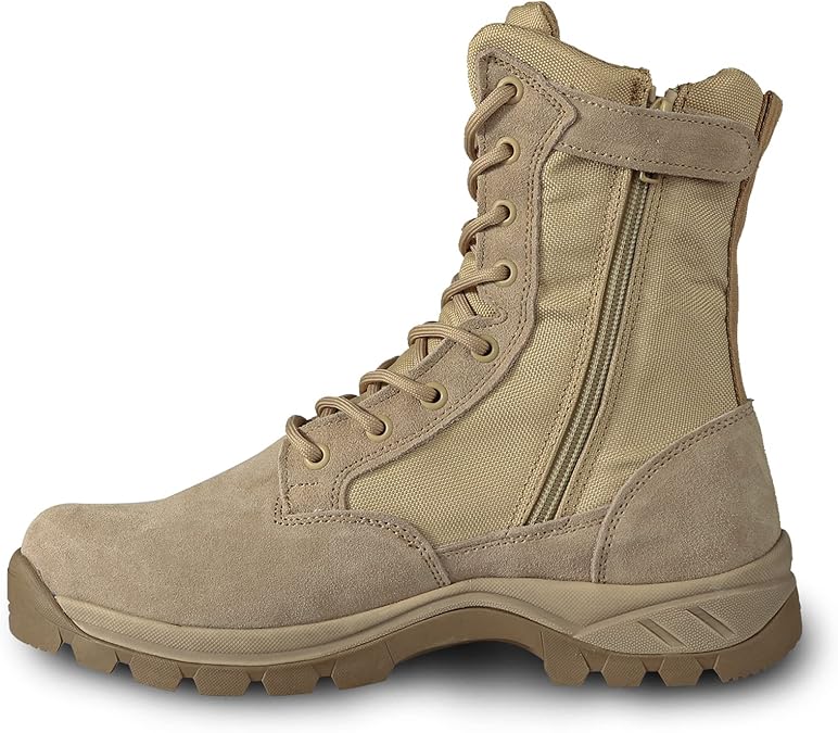 Men's Breathable Military Boots Commando Outdoor Desert Tactical Boots Combat Boots Army Patrol Boots Security Police Shoes leather with Zipper IDS-928