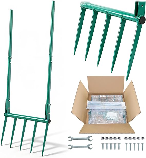 VVOKGO 5-Tine Broadfork, Reinforced Weld Joints Broad Fork, 11.8" Tines
