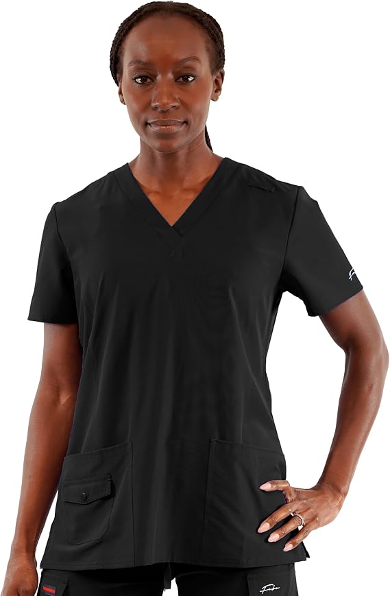 FUBU Women's V-Neck Scrub Top Medical Nursing Uniform
