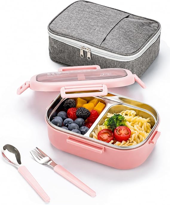 Lille Home 28oz Stainless Steel Leakproof 2-Compartment Bento Lunch Box