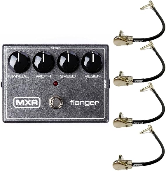MXR M117R Flanger Guitar Effects Pedal Bundle with 4 MXR Right Angle Patch Cables