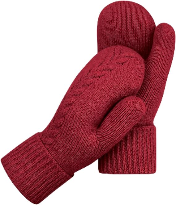Winter Mittens Gloves for Women Warm Thermal Fleece Thick Knit Soft Cozy Wool Snow Mittens for Cold Weather Gifts