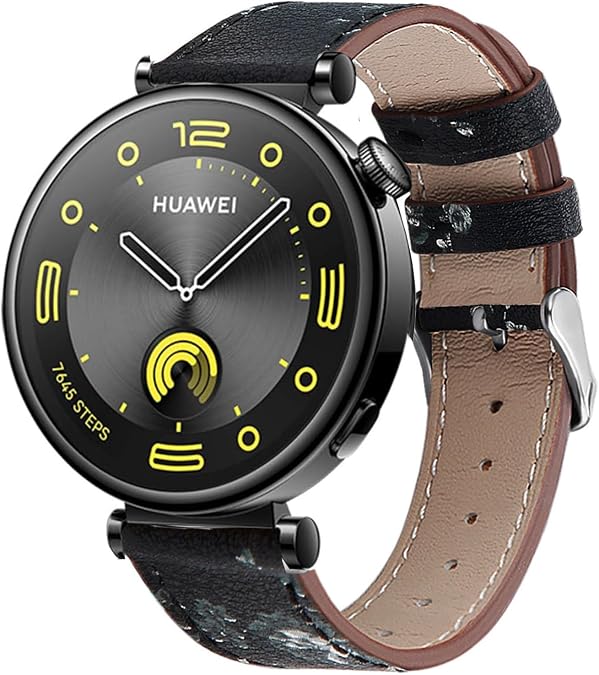 DEALELE Bands Compatible with Huawei Watch GT5 Pro 42mm / GT5 41mm / GT4 41mm / Garmin Venu 3S / Forerunner 265S / Fossil Women's Gen 6, 18mm Printed Genuine Leather Replacement Strap