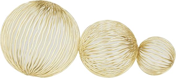 CosmoLiving by Cosmopolitan Metal Geometric Decorative Sculpture Home Decor Statues, Set of 3 Accent Figurines 8", 6", 4"H, Gold