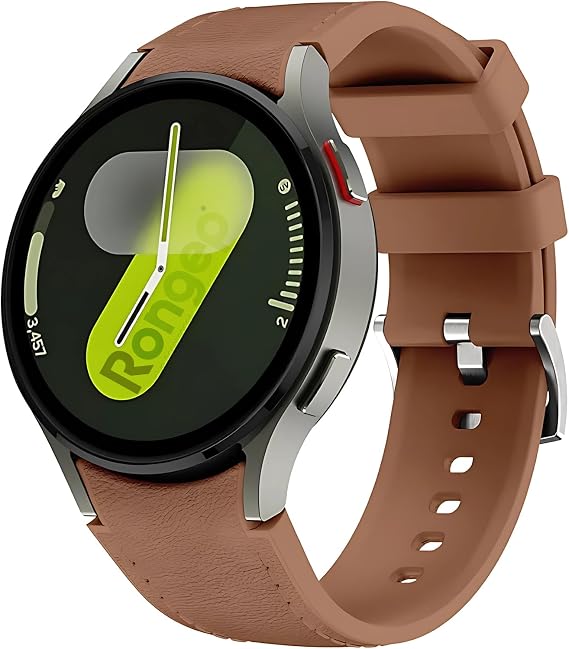 Leather Look Hybrid 20mm Silicone Cord Compatible with Rongep Samsung Galaxy Watch 7 Cord for 7/6/5/4 Series (40mm/44mm) Watch 6/4 Classic (47/43/42mm) Watch 5 Pro Compatible