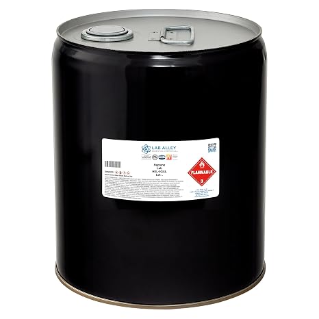 Lab Alley Heptane Lab Grade Solvent, n-Heptane Chemical Solvent for Cleaning, Sample Preparation & Nonpolar Applications, 5 Gallons