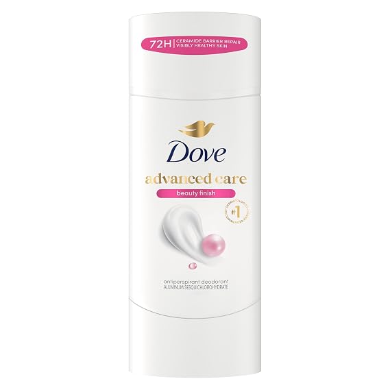 Dove Advanced Care Antiperspirant Deodorant Stick Beauty Finish for Helping Repair Skin Barrier After Shaving, with 72-Hour Sweat & Odor Protection, 2.6 oz
