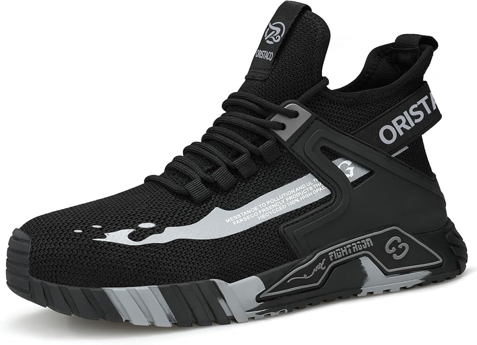 ORISTACO Work Safety Crew Boots Lightweight Breathable Industry Construction Steel Toe Sneakers