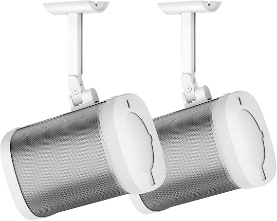 notiela Pair of Angle Adjustable Speaker Wall Mount for Sonos One, One SL, Play 1 Ceiling Mount for Sonos One SL Wall Bracket White, Support Wall & Ceiling Optional Mounting Ways