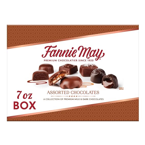 Fannie May, Milk and Dark Chocolate Holiday Gifts, Assorted Chocolates, Chocolate Gift Box, 7 oz