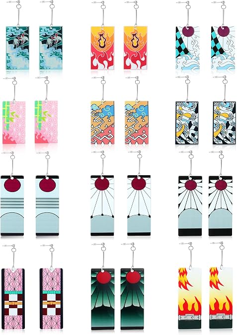 KAERUN 12 Pairs Women's Tanjiro Earrings Anime Demon Slayer Earrings