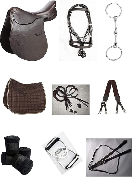 Leather Polo Riding Horse Saddle Starter Kit Brown Saddle Combo Pack
