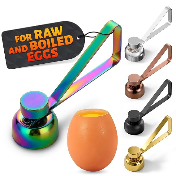 Egg Cracker Tool for Raw Eggs, Pull-and-Release Topper (Rainbow)