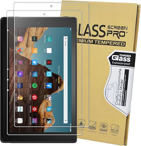 2-Pack Tempered Glass Screen Protector for Amazon Fire HD 10 Tablet 10.1" (7th / 9th Generation, 2017/2019 Release), Tempered Glass Film,Not fit Fire HD 10 2021 Version