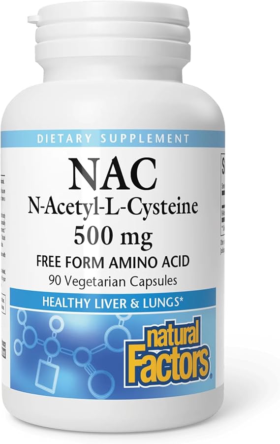 Natural Factors N-Acetyl-L-Cysteine 500 mg - Supports Healthy Liver & Lungs - Antioxidant Support Supplement Supports Immune System Health - 90
