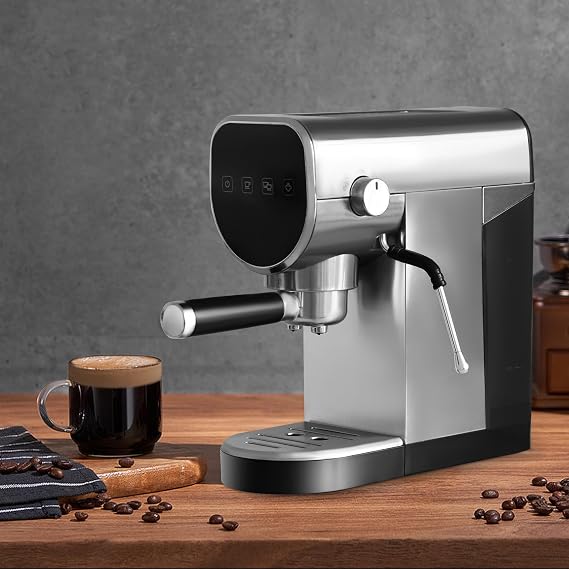 Espresso Machine 20 Bar Pump Pressure, Manual Coffee Maker with Milk Frother Steam Wand, Compact Espresso Coffee Machine with 30 Oz Removable Water Tank for Cappuccino, Latte, Stainless Steel, 1250W
