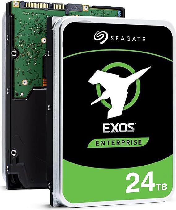 Seagate Exos X24 24TB Enterprise Hard Drive HDD SATA 6Gb/s 512MB Cache 7200 RPM 512e CMR Helium Sealed 3.5in Hard Drive ST24000NM000H
