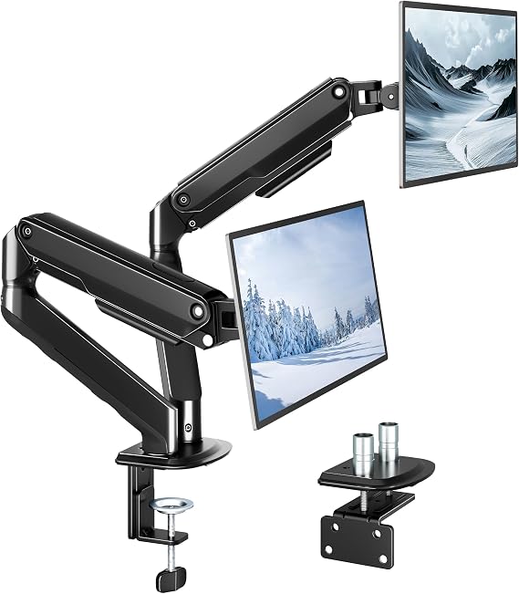 monTEK Dual Monitor Arm Stand, 1732", Full Motion Adjustment,20 lbs Each