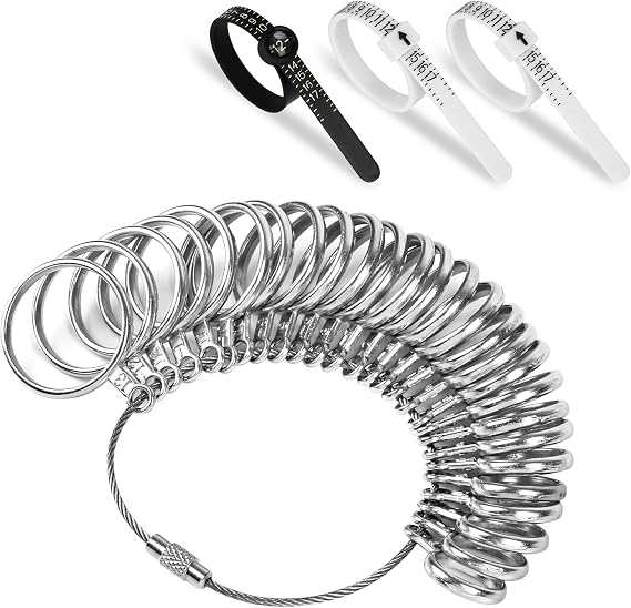 Ring Sizer Measuring Tool US Stainless Steel Ring Size 0-13 with Half Size, 3 Pcs Finger Ring Sizer Measure Gauge