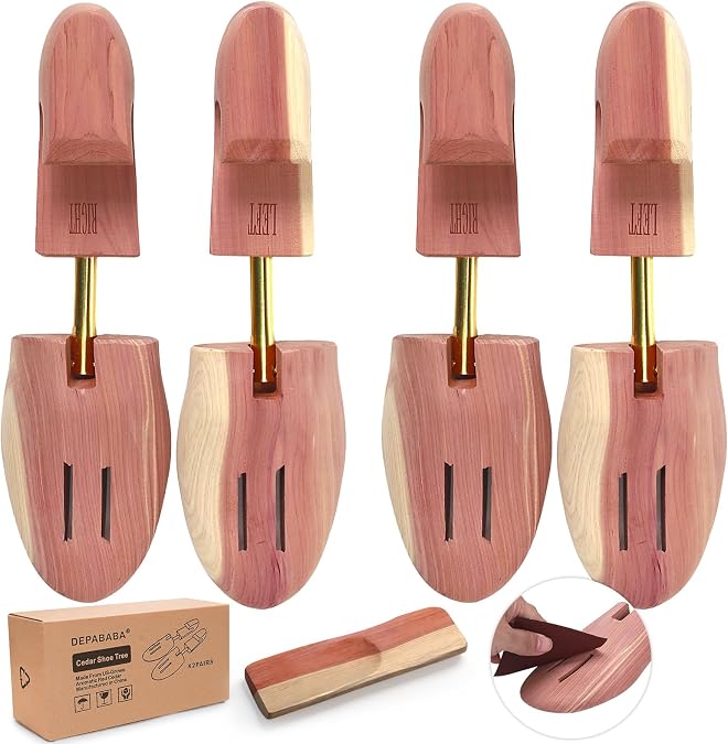 Cedar Shoe Trees for Men, Wood, Single Tube, 2 Pack, 7-14 Size