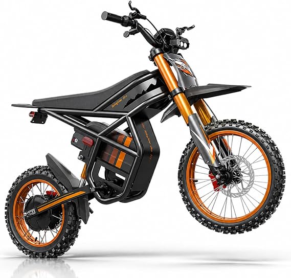 Riding'times GT54 Electric Dirt Bike for Teens Adults 37MPH, 27AH Electric Motorcycle with 14"/12" Fat Tire Ebike, 2000W Dual Hydraulic Brakes Mountain Off-Road Ebike for Ages 13+