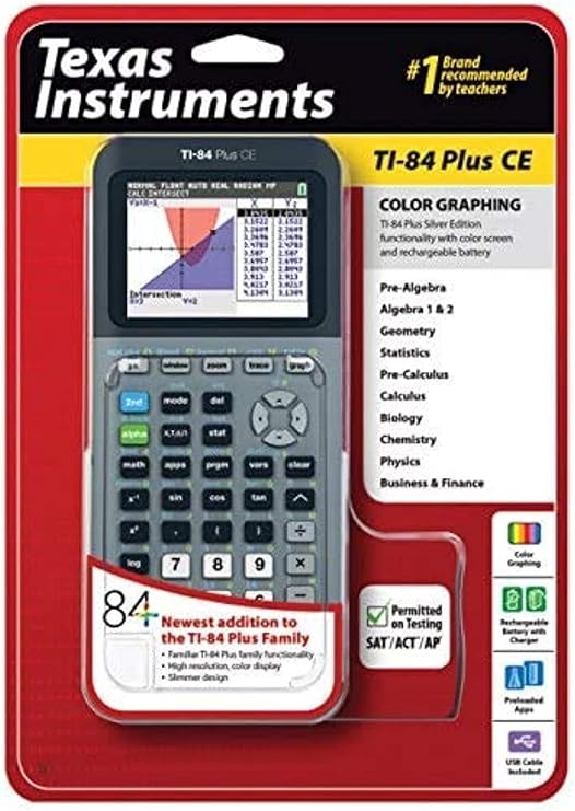 Texas Instruments TI-84 Plus CE Silver Graphing Calculator by Texas Instruments
