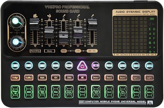 Sound Card Kit Bm800 Mixer Sound Card Studio Audio Mixer Singing Noise Reduction Microphone Voice Live Broadcast Phone Computer Record Studio Setup for Rec,V10x Pro-1