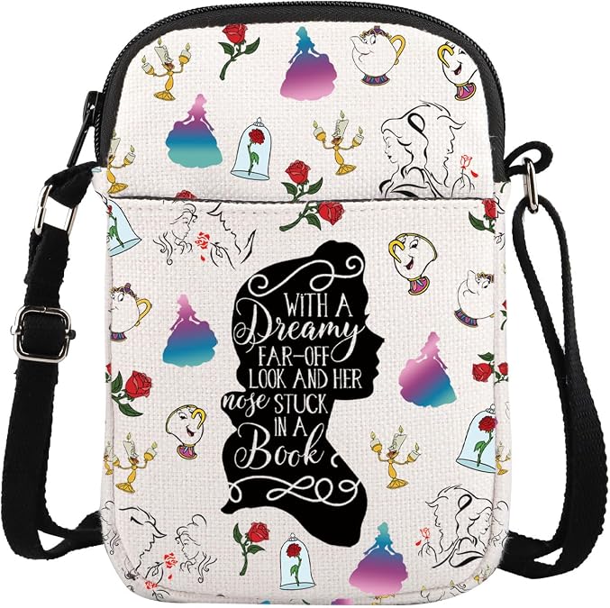 ENSIANTH Beauty Inspired Crossbody Bag Belle Princess Gift Fairytale Lover Gift A Tale as Old as Time Belle Fan Messenger Bag (dreamy CB)