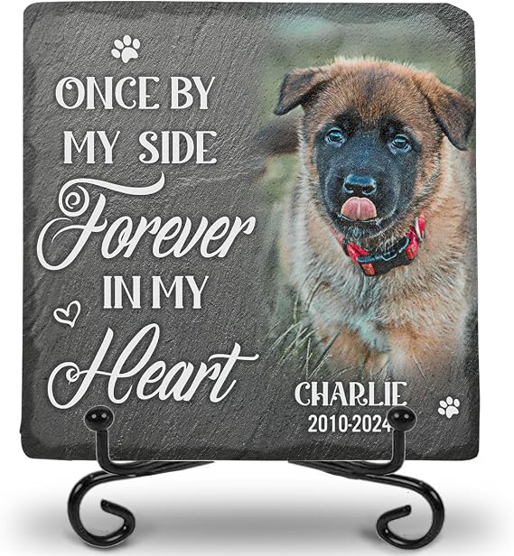 Pawfect House Dog Memorial Gifts for Loss of Dog, Dog Memorial Stone, Pet Memorial Gifts, Pet Loss Gifts, Pet Memorial Stones, Cemetery Decorations for Grave, Memorial Personalized Square Shaped Stone