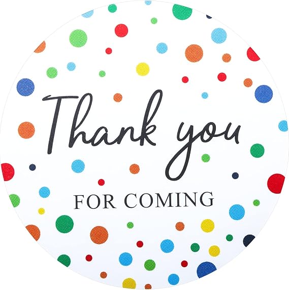 jijAcraft 60Pcs Thank You for Coming Stickers, 2Inch Thank You Gift Stickers with Colored Dots, Round Party Favors Thank You Sticker for Wedding Favors, Birthday, Baby Shower