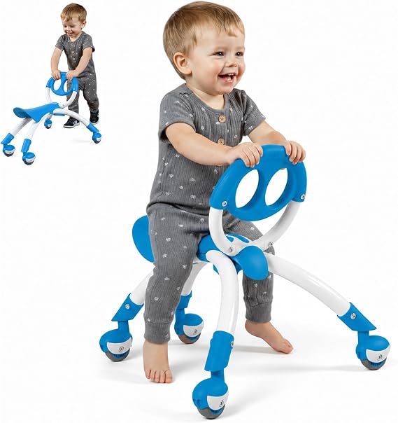 YBIKE Pewi Walking Ride On Toy - from Baby Walker to Toddler Ride On for Ages 9 Months to 3 Years Old, YPIW3, Blue