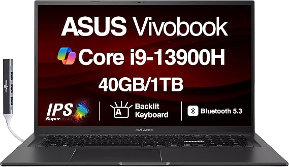 ASUS Vivobook K3704VA-DS96 17X Laptop 17.3" IPS FHD Display w/DZT Hub