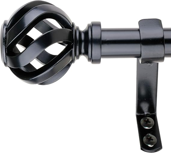 Decopolitan Cage 1" Curtain Rod Set, 18 to 36 Inches, Black
