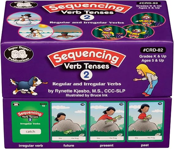 Super Duper Publications | Sequencing Regular and Irregular Verb Tenses Set 2 Fun Deck | Communication and Early Reader Skills Flash Cards | Educational Learning Materials for Children
