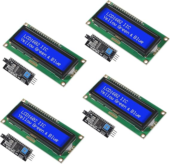 4Pcs LCD1602 1602 LCD Module Blue Screen 16x2 Character LCD Display with IIC I2C Serial Interface Adapter Module