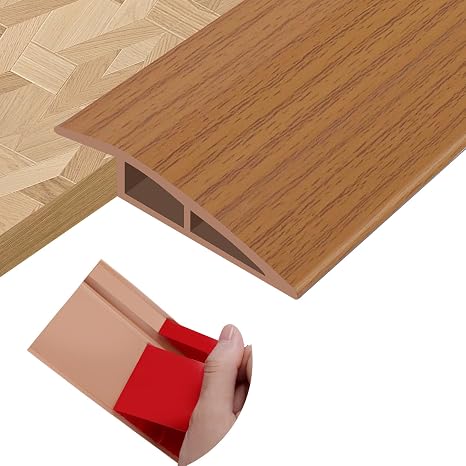 Floor Transition Strips PVC Self-adhesive Door Threshold Strips for Doorways Carpet Edging Laminate Floor Threshold Transition Profile (Yellow Wood Grain, 10mm×1m)