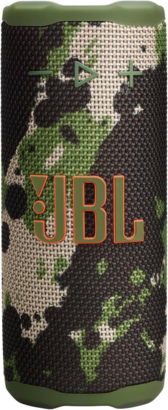 JBL Grip Bluetooth hoparlör, Camuflaj, JBL Pro ses, AI Sound Boost, IP68 su geçirmez ve toz geçirmez, ambiyans aydınlatması, 14 saate kadar çalma süresi, Auracast çoklu hoparlör bağlantısı, JBL