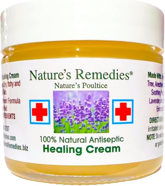 "100% Natural Antiseptic Healing Cream" Heals and Soothes Bed Sores, Pressure Sores, Painful Ulcers, Itching, Scrapes, Rashes, Cuts, Burns, Poison Ivy, Eczema, Psoriasis 4 Ounces