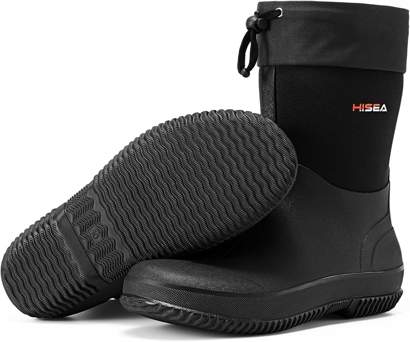 HISEA Garden Boots for Men Waterproof Neoprene Rubber Rain Shoes
