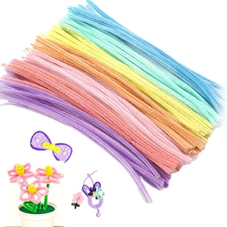 100 Pcs Pipe Cleaners for Craft, Multi-colored Flexible Crafting Pipe Cleaners, Long Fuzzy Sticks Including 20 Colors, for Kindergarten Primary school Kids DIY Arts and Crafts Project Decoration.