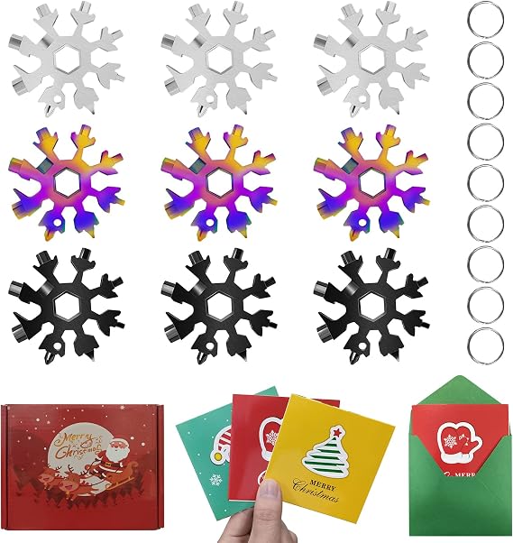 9 Packs 18-in-1 Snowflake Multitool, Snowflake Wrench Screwdriver Kit
