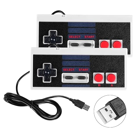 Binghe NES Controller Game Controller für Mini NES mit USB Anschluss USB Gamepad mit Kabelgebunden Classic für PC/M-A-C/Raspberry Pi3 / RetroPie NES Emulator(2 Stück)