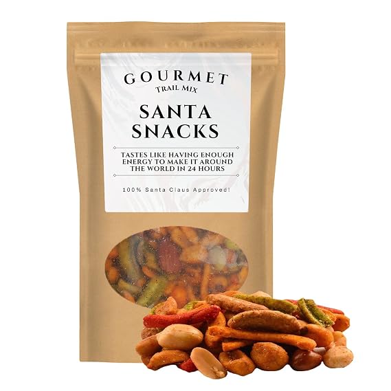 Santa Snacks Gourmet Trail Mix - Kepperton Premium Spicy Snack Blend for Men and Women - Funny Stocking Fillers Gift Baskets, Christmas Gift Ideas for Dad, Cute Snacks for Santa